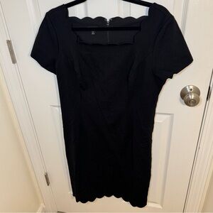 Talbots scalloped black dress